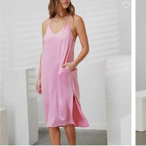 LUNYA Washable Silk Slip Dress in Etude Pink Size Small NWT